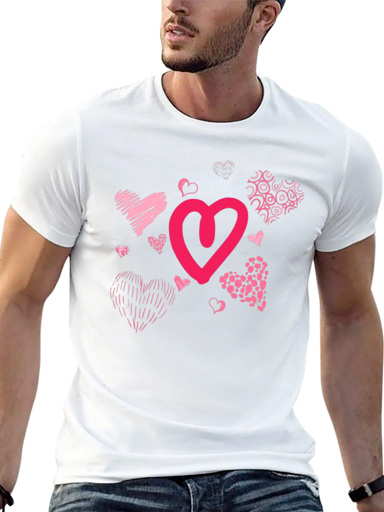 Heart Print Black T-Shirt