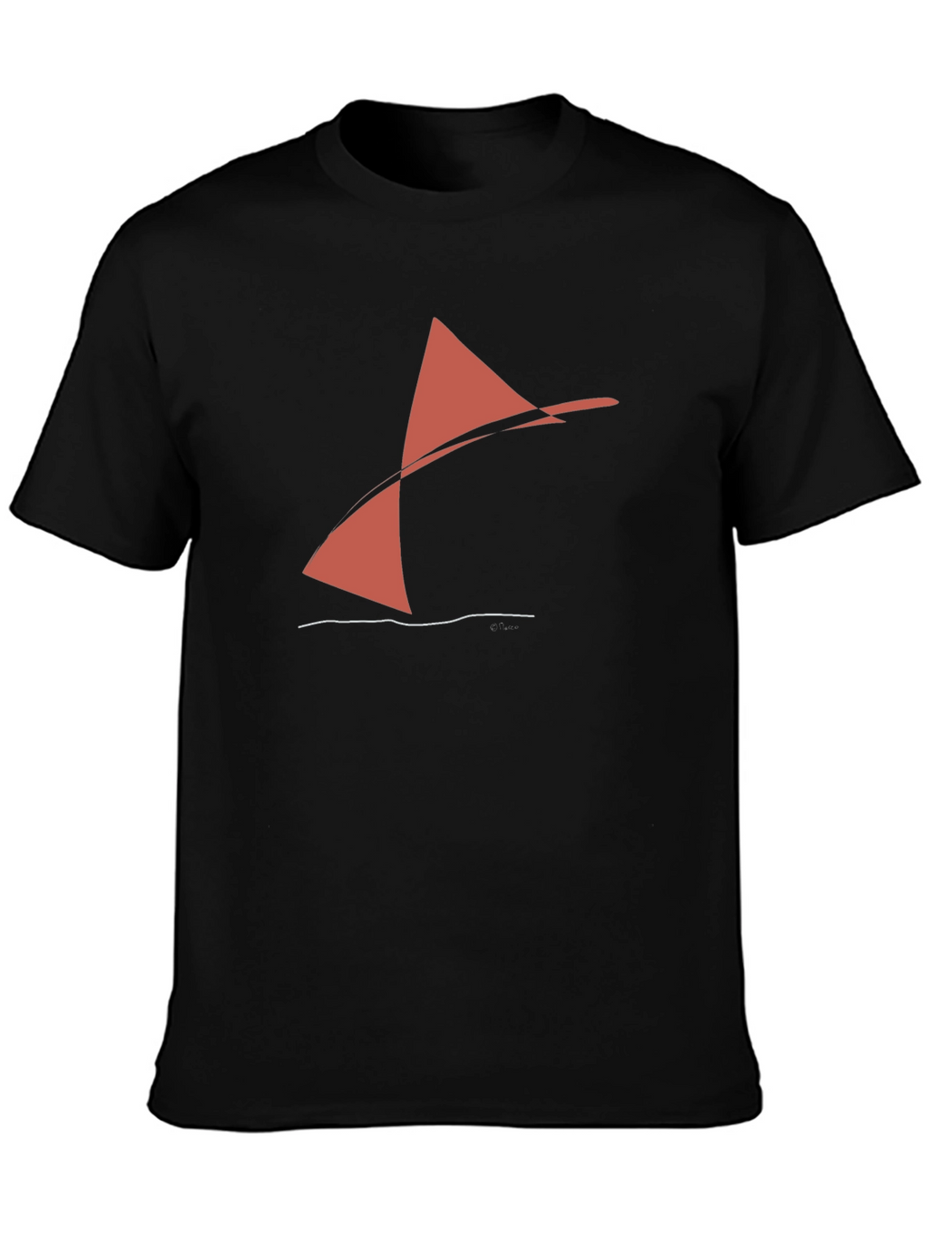 Abstract Sailboat Graphic Tee - Black
