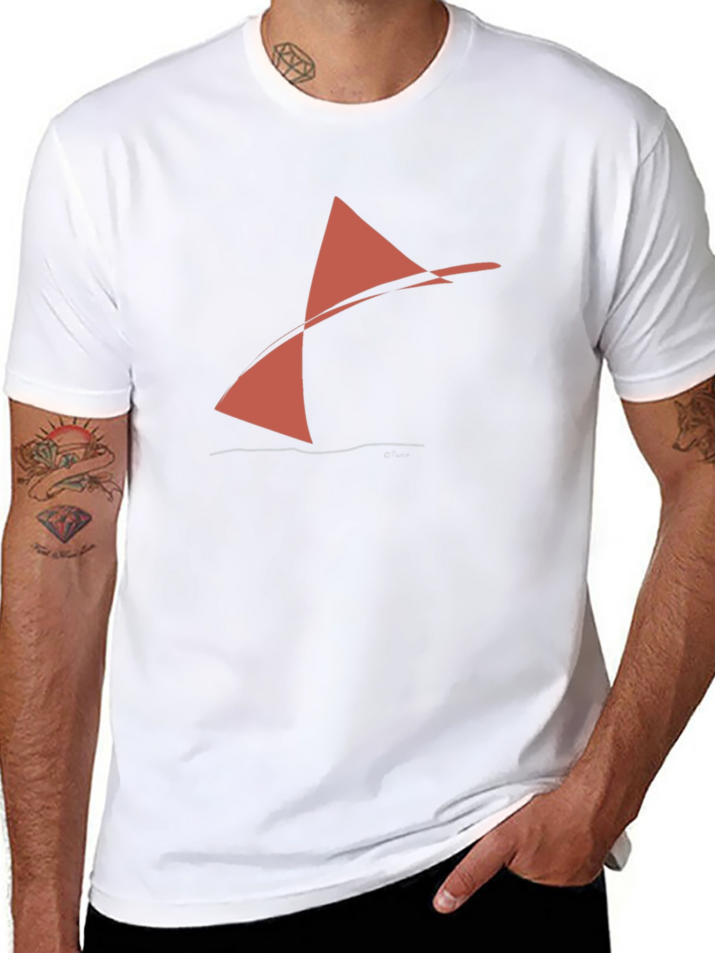Abstract Sailboat Graphic Tee - Black