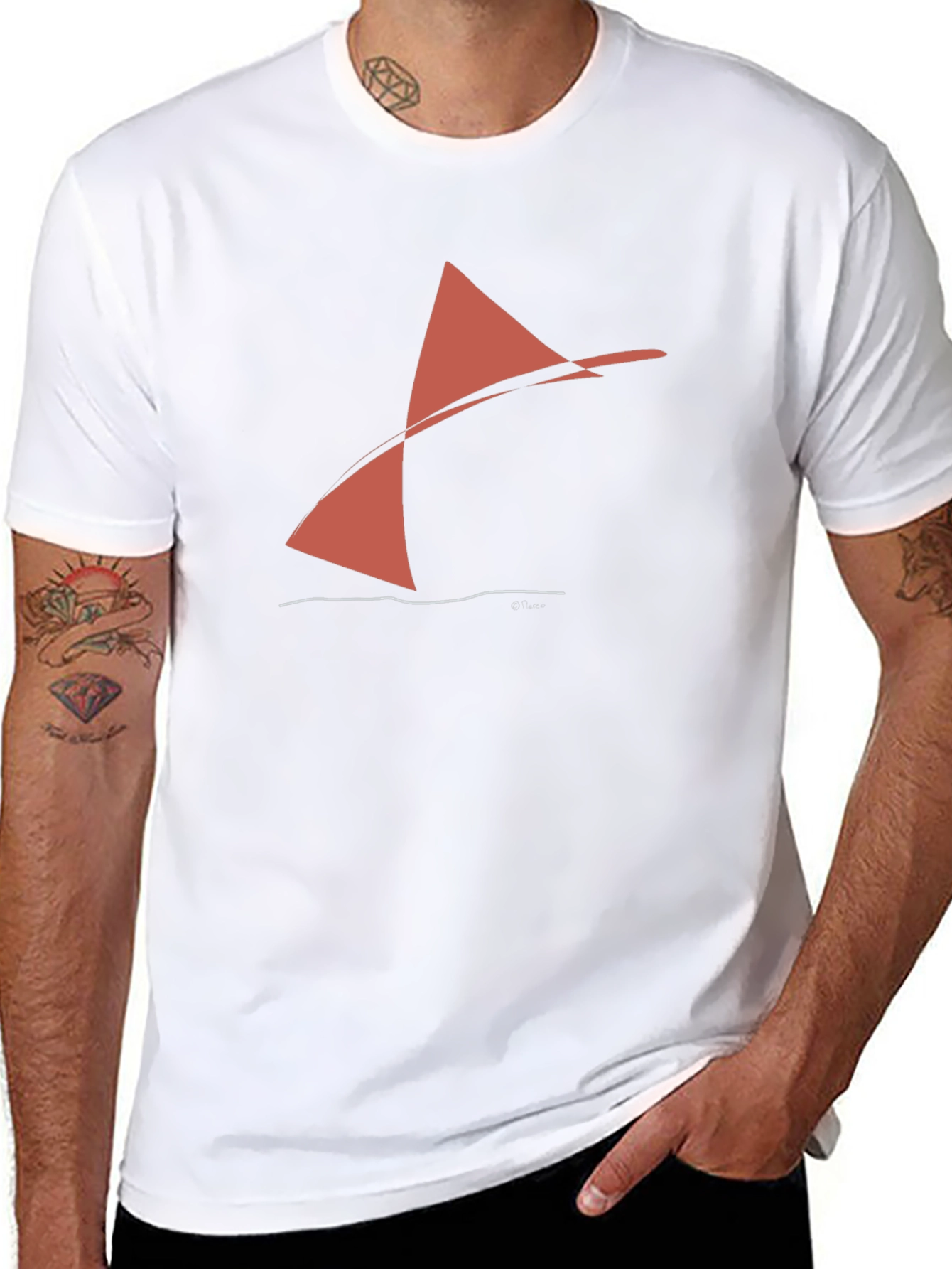 Abstract Sailboat Graphic Tee - Black
