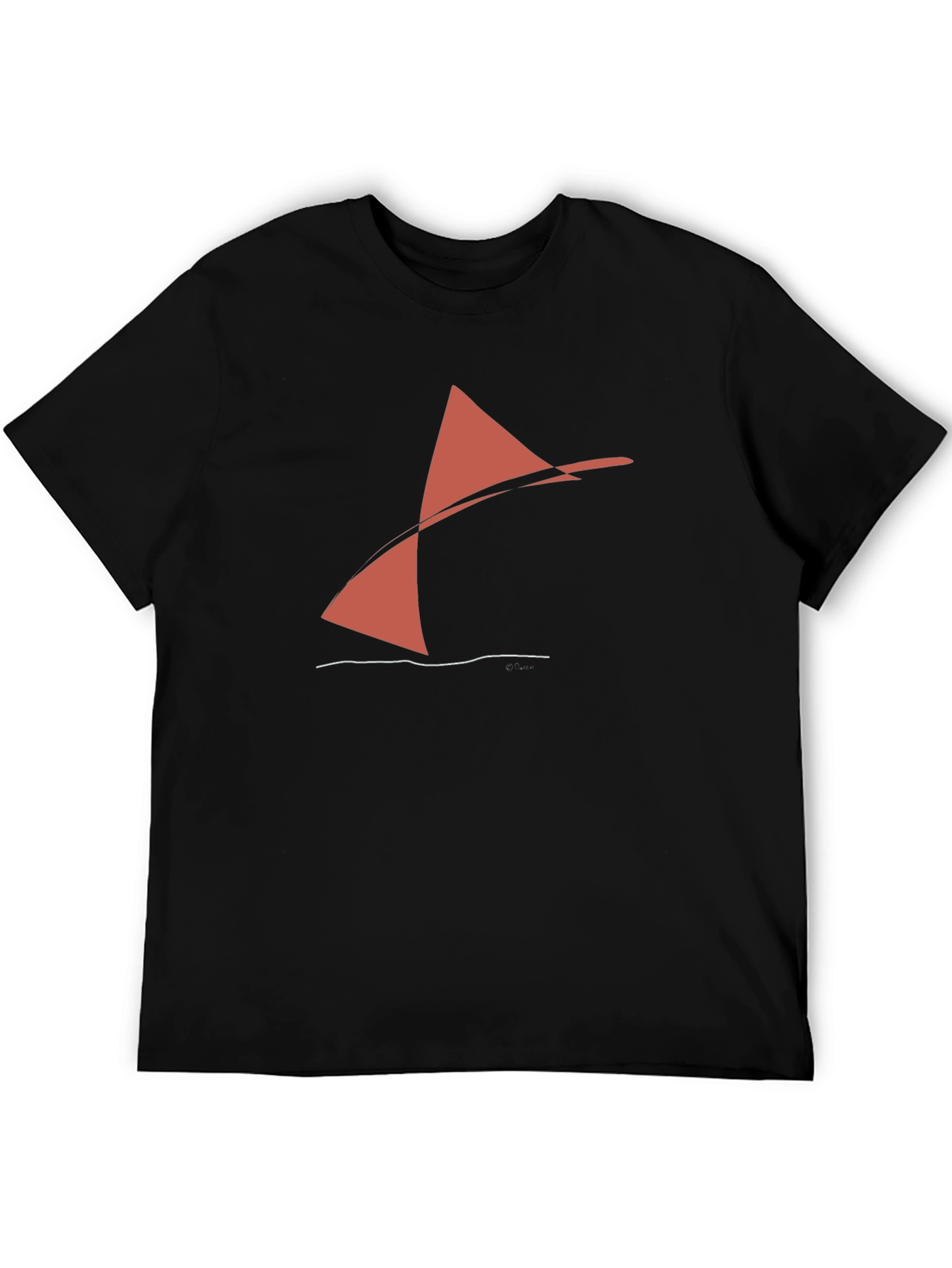 Abstract Sailboat Graphic Tee - Black
