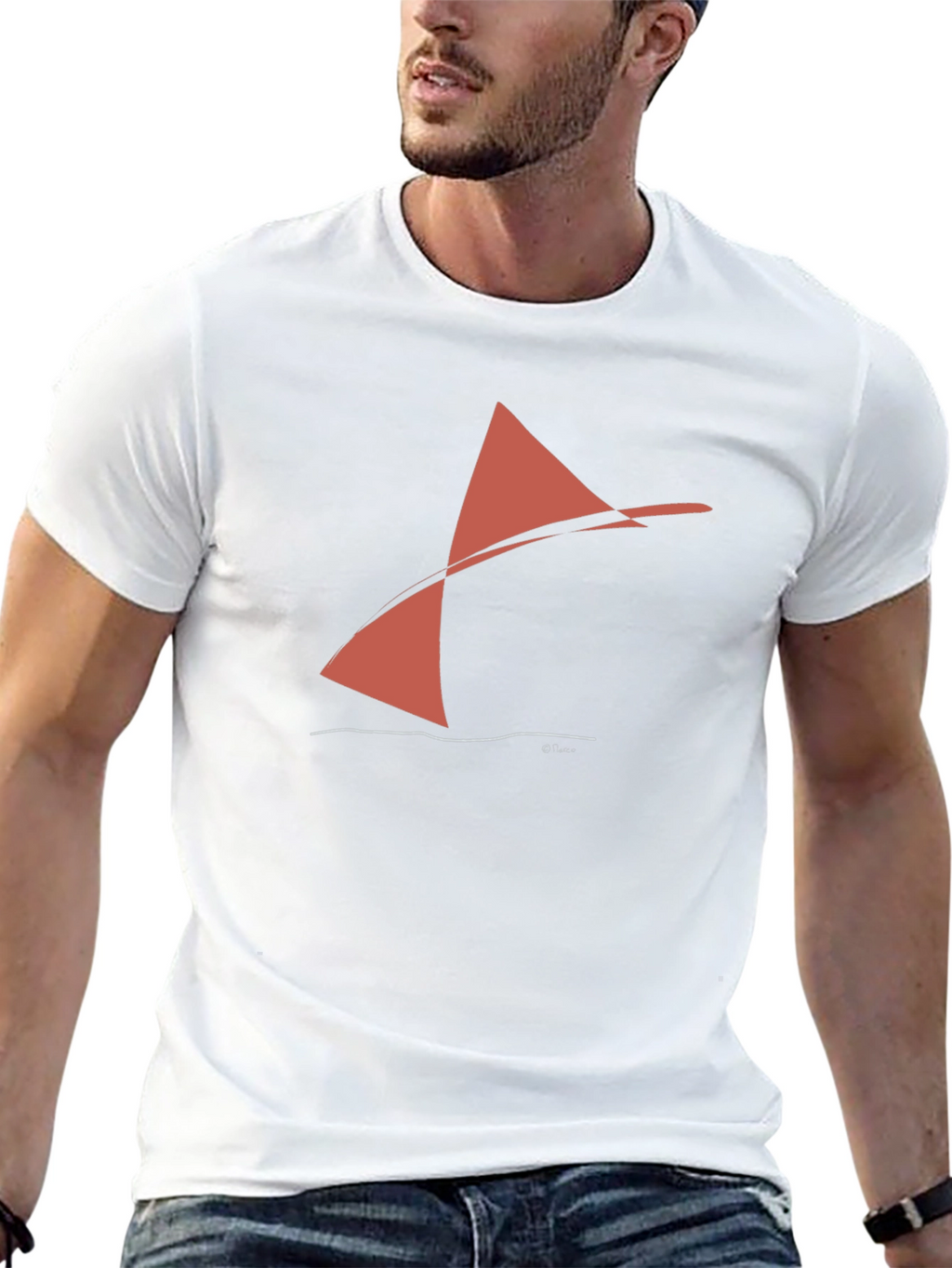 Abstract Sailboat Graphic Tee - Black