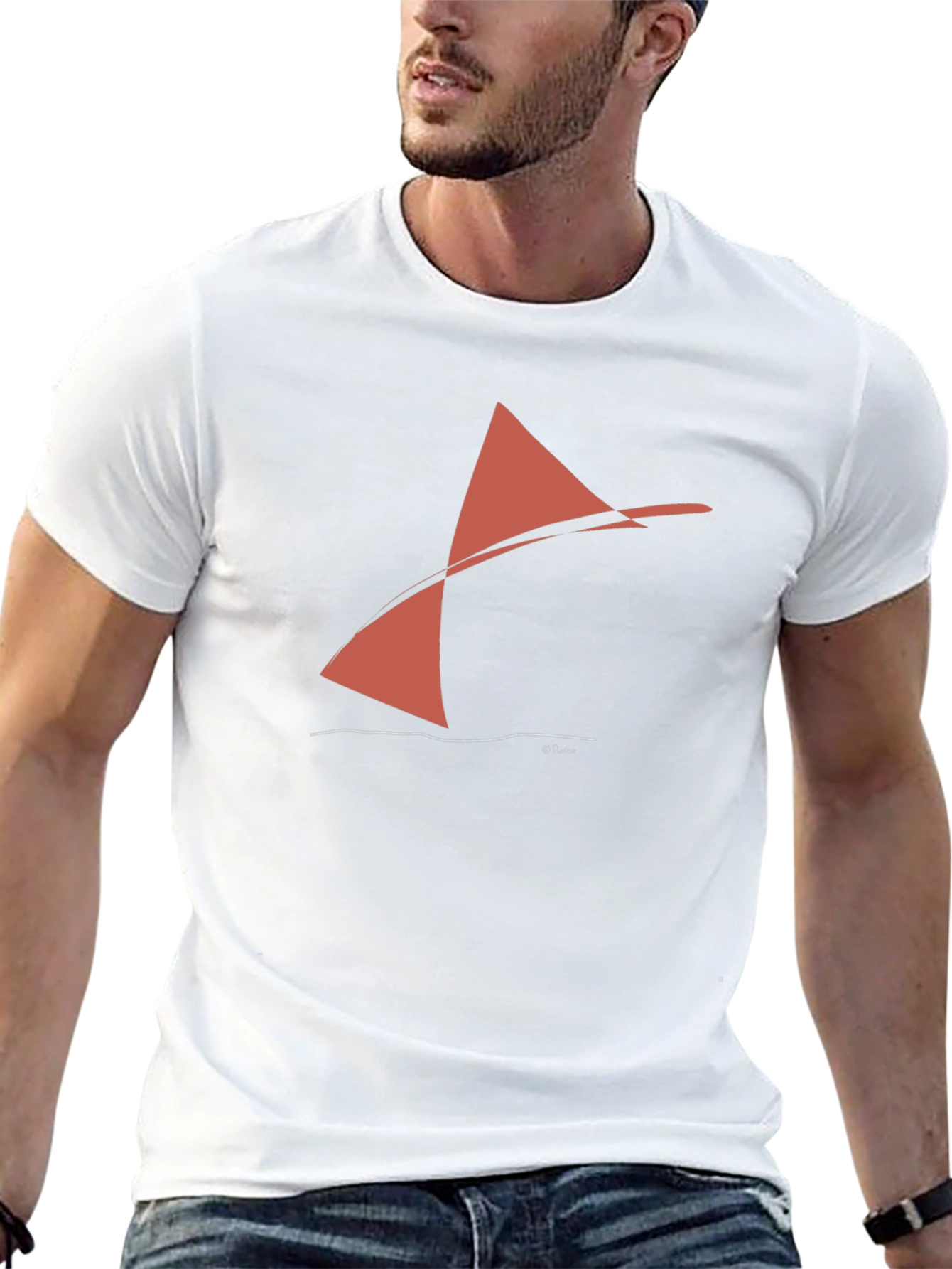 Abstract Sailboat Graphic Tee - Black