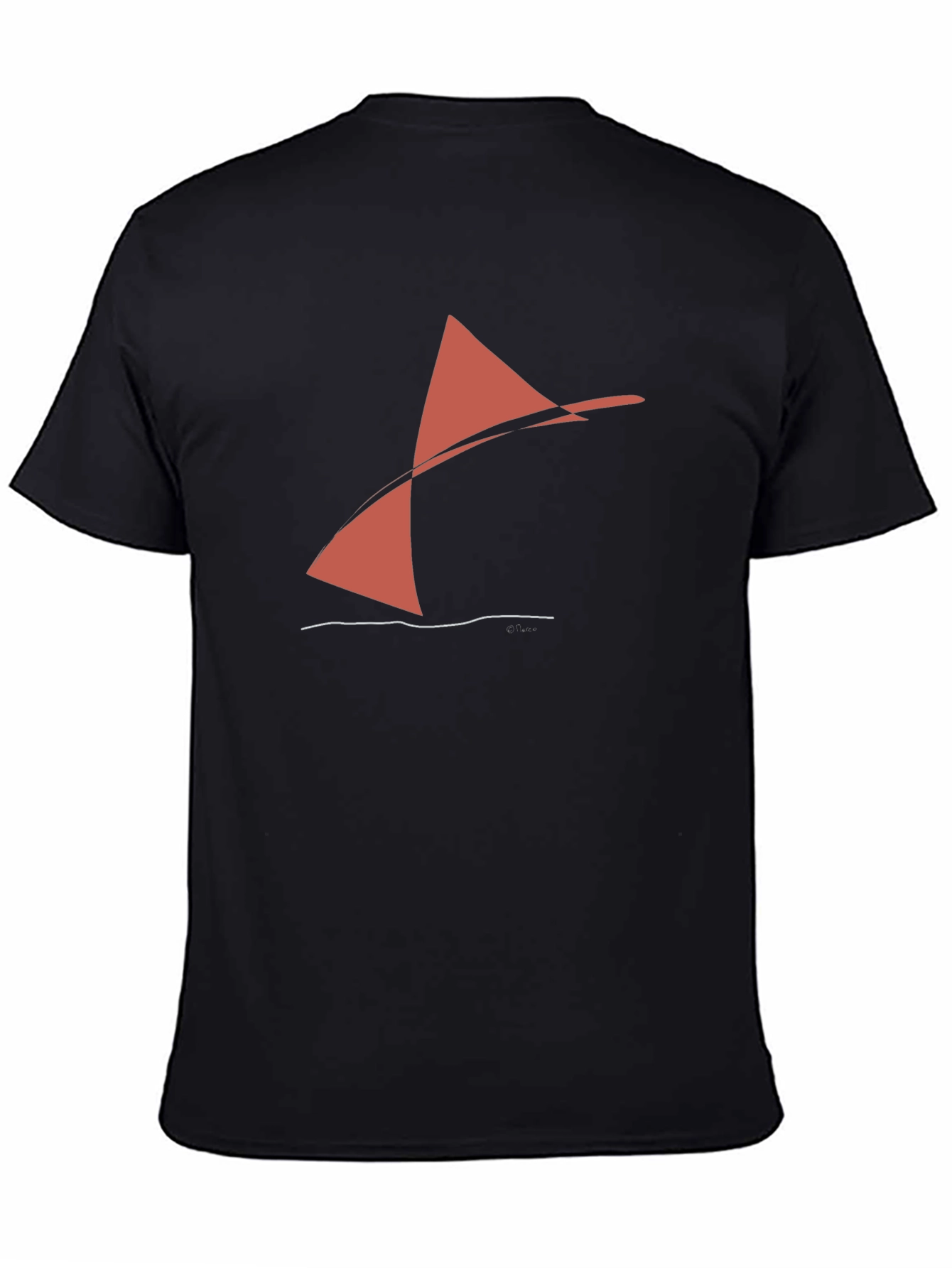 Abstract Sailboat Graphic Tee - Black