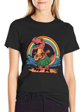 Dino Ukulele Rainbow T-Shirt
