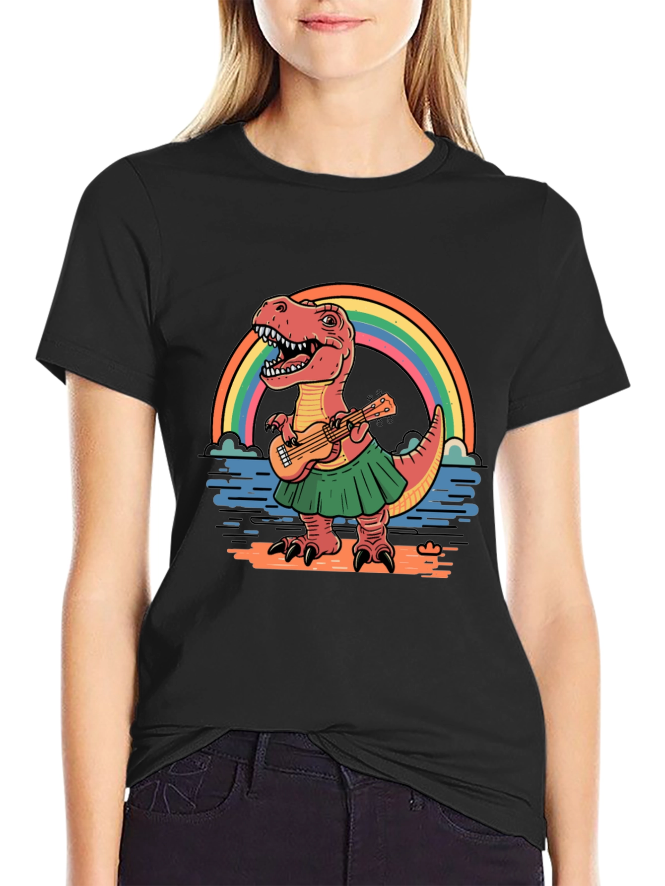 Dino Ukulele Rainbow T-Shirt