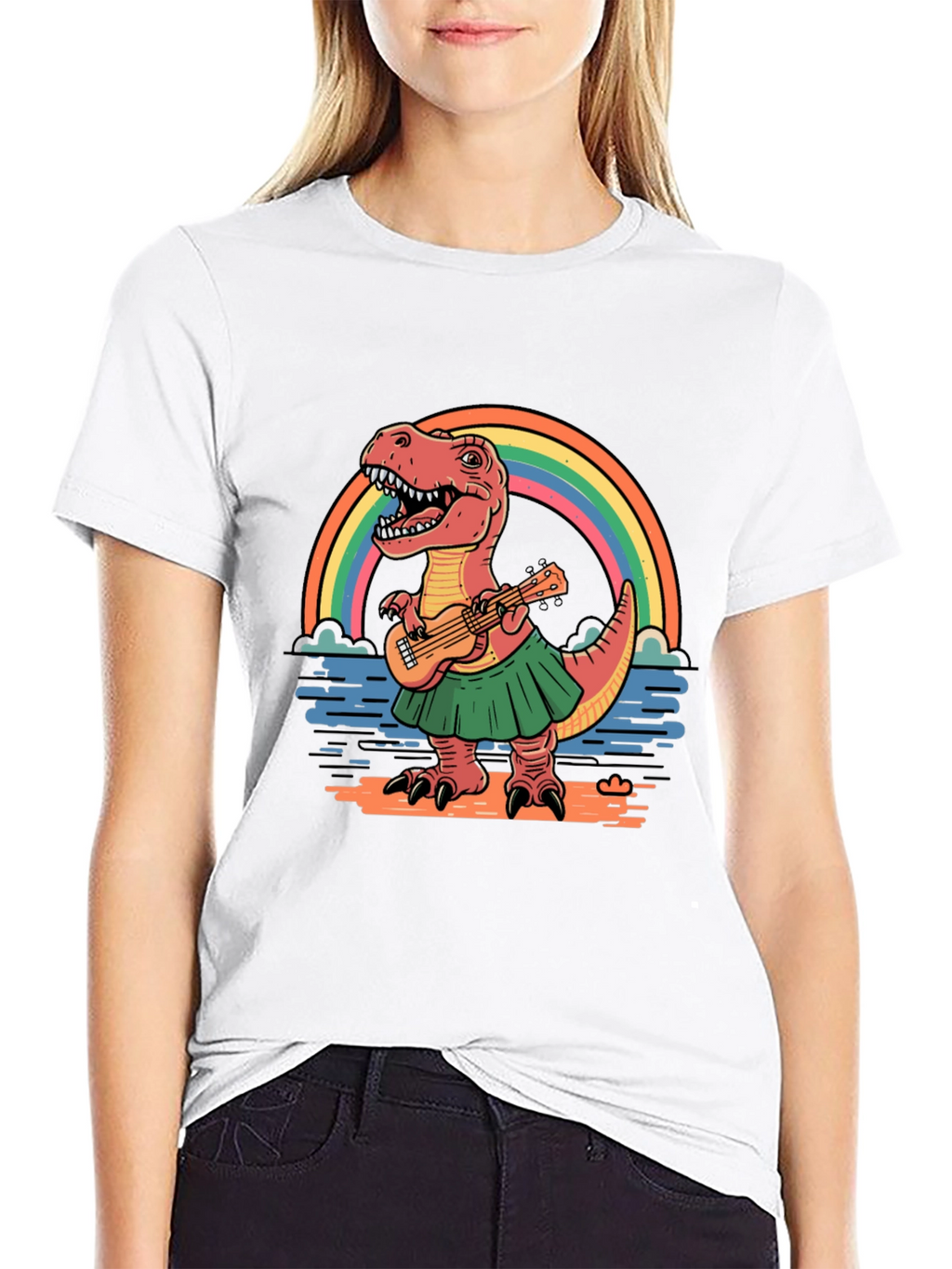 Dino Ukulele Rainbow T-Shirt