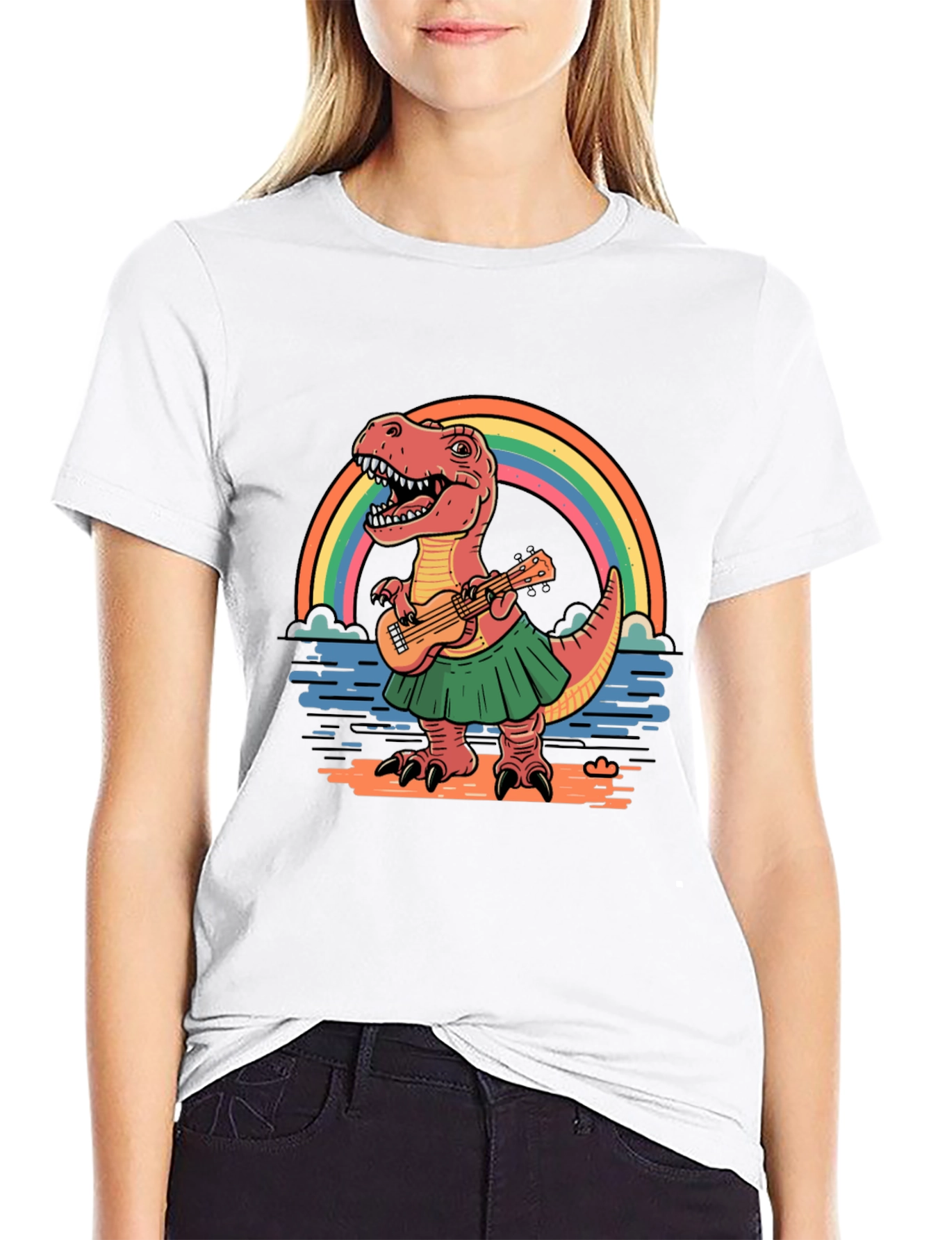 Dino Ukulele Rainbow T-Shirt