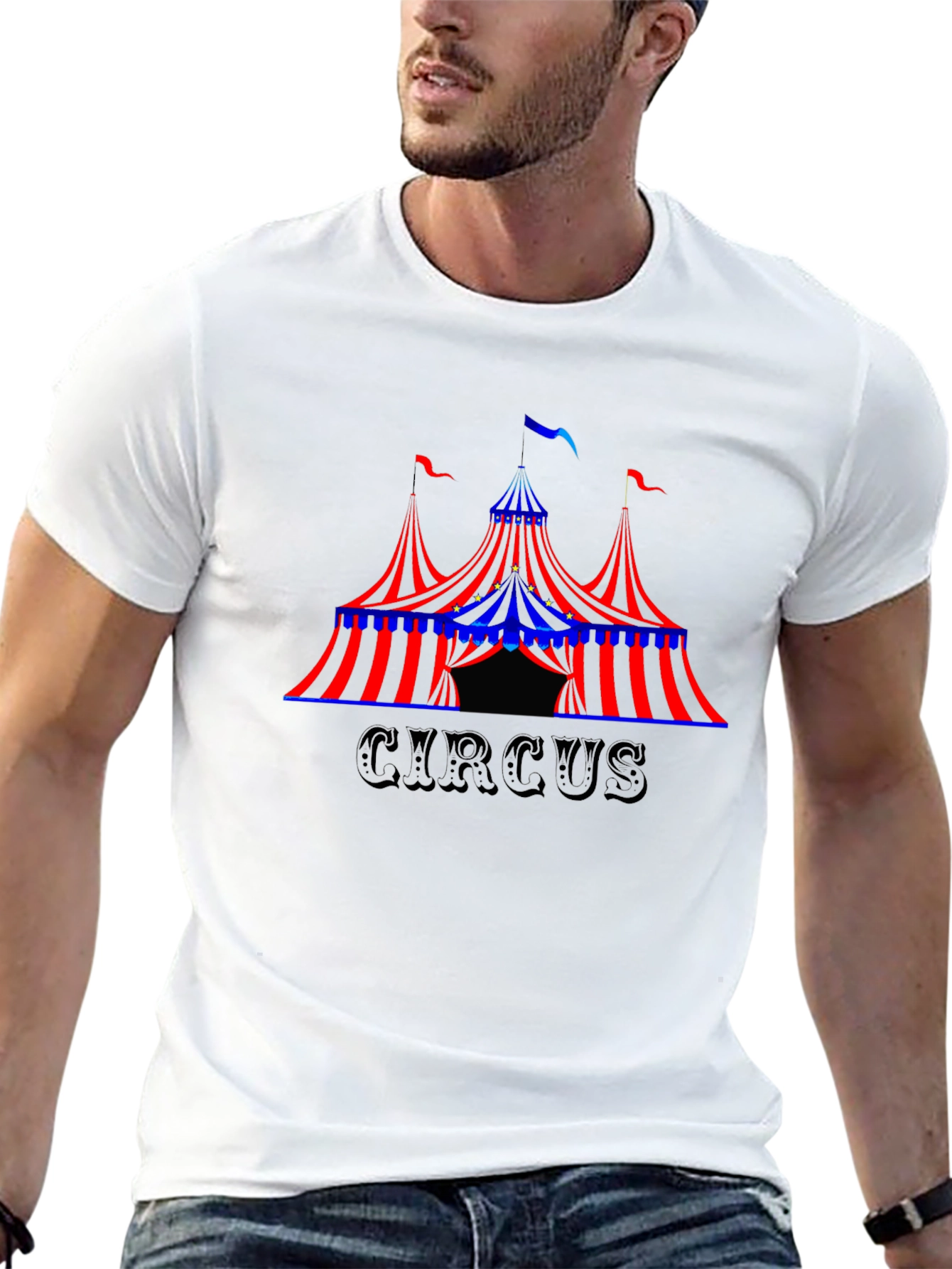 Circus Tent Graphic Tee - Black Cotton T-Shirt