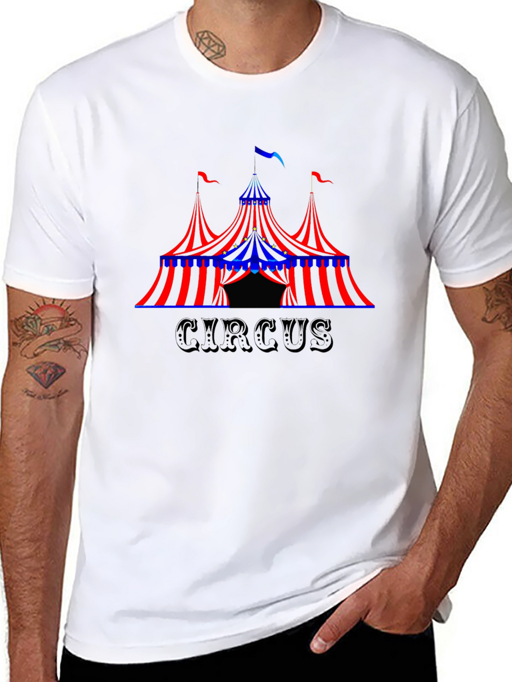 Circus Tent Graphic Tee - Black Cotton T-Shirt