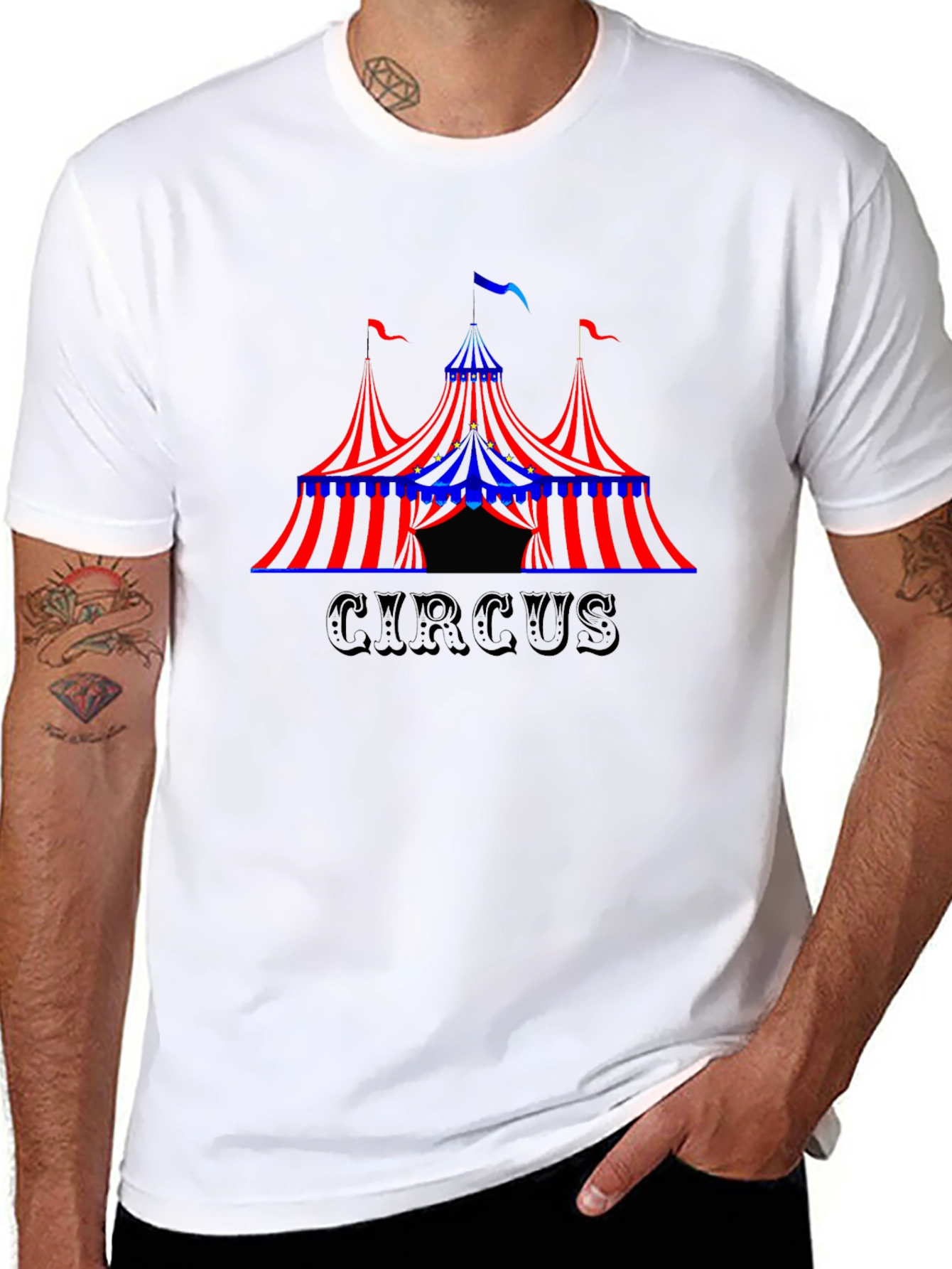 Circus Tent Graphic Tee - Black Cotton T-Shirt
