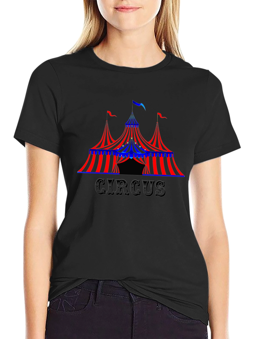 Circus Tent Graphic Tee - Black Cotton T-Shirt