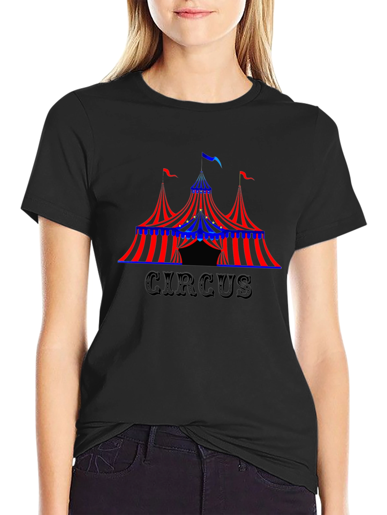 Circus Tent Graphic Tee - Black Cotton T-Shirt