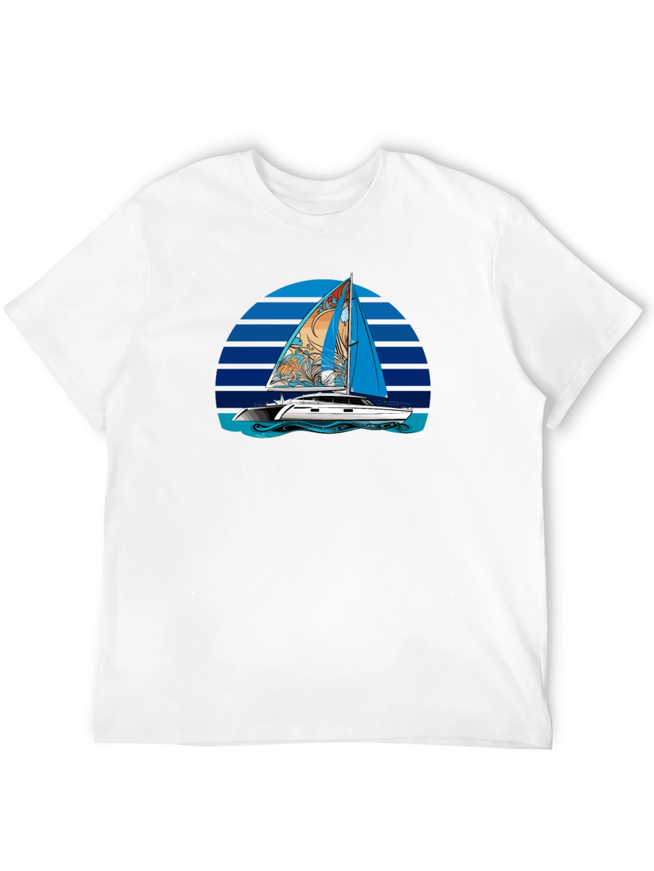 Sailboat Graphic T-Shirt - Black Cotton Tee