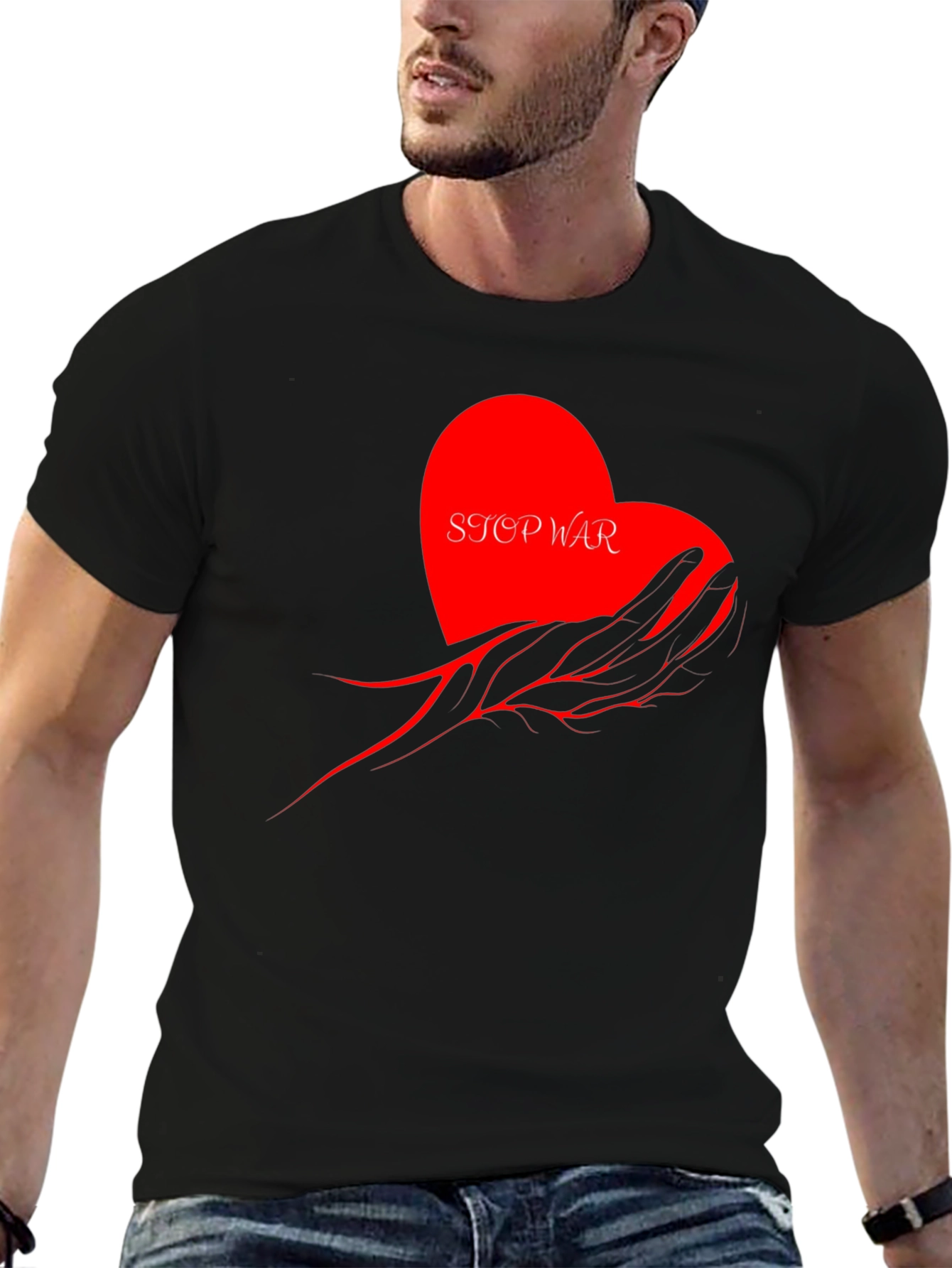 Stop War Graphic Tee - Heart & Hand Design