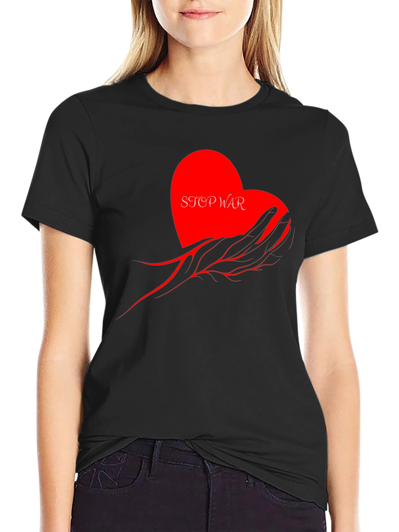 Stop War Graphic Tee - Heart & Hand Design