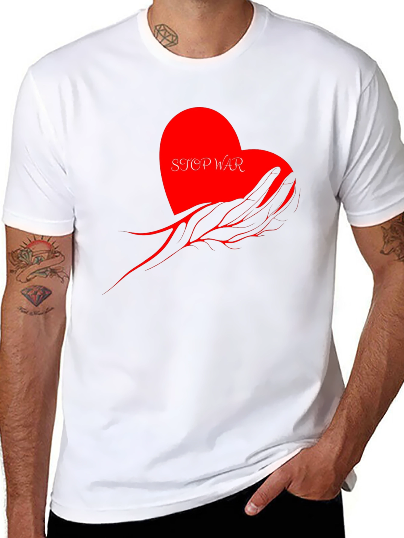 Stop War Graphic Tee - Heart & Hand Design