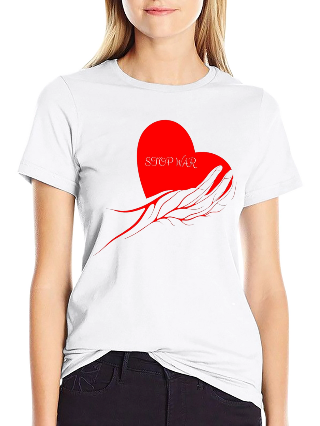 Stop War Graphic Tee - Heart & Hand Design