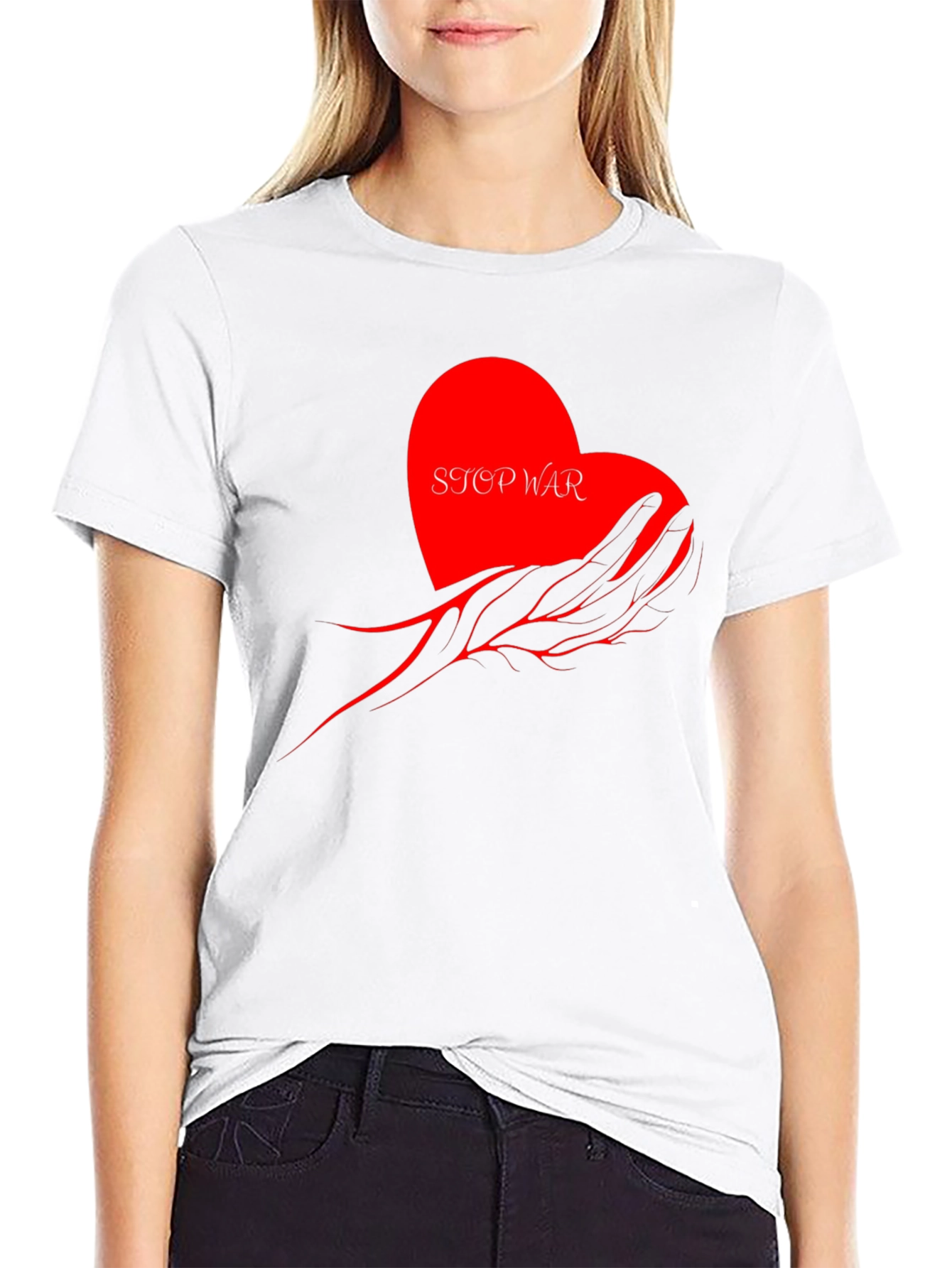 Stop War Graphic Tee - Heart & Hand Design