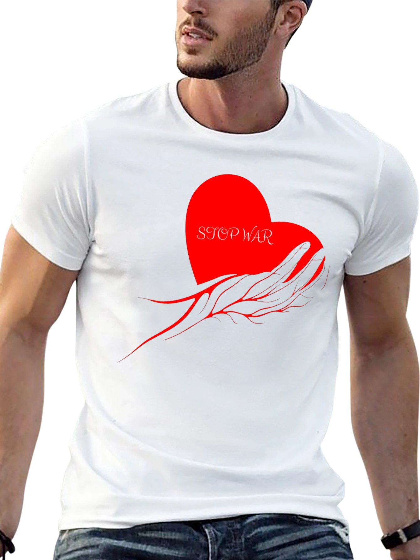 Stop War Graphic Tee - Heart & Hand Design