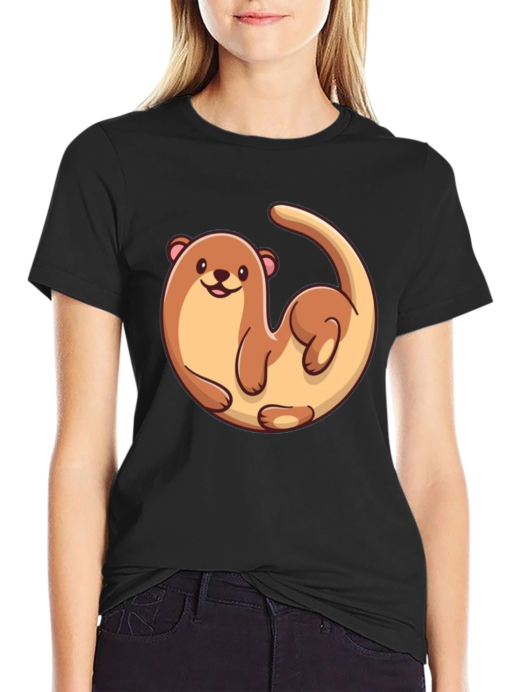 Otter Graphic Tee - Black Cotton T-Shirt