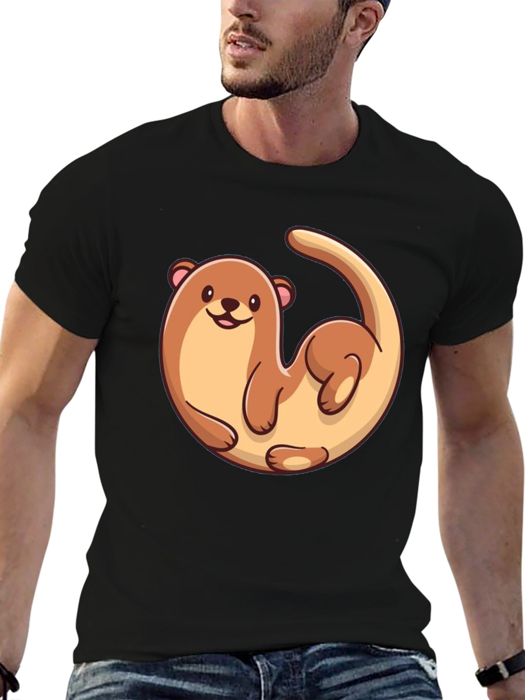 Otter Graphic Tee - Black Cotton T-Shirt