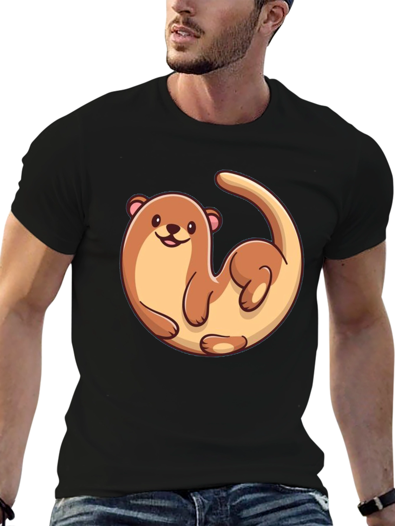 Otter Graphic Tee - Black Cotton T-Shirt