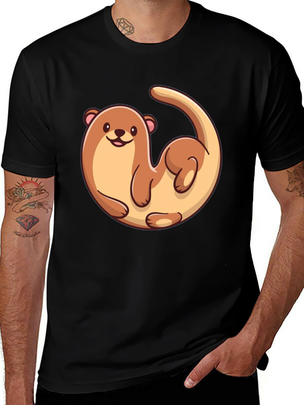 Otter Graphic Tee - Black Cotton T-Shirt