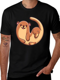 Otter Graphic Tee - Black Cotton T-Shirt