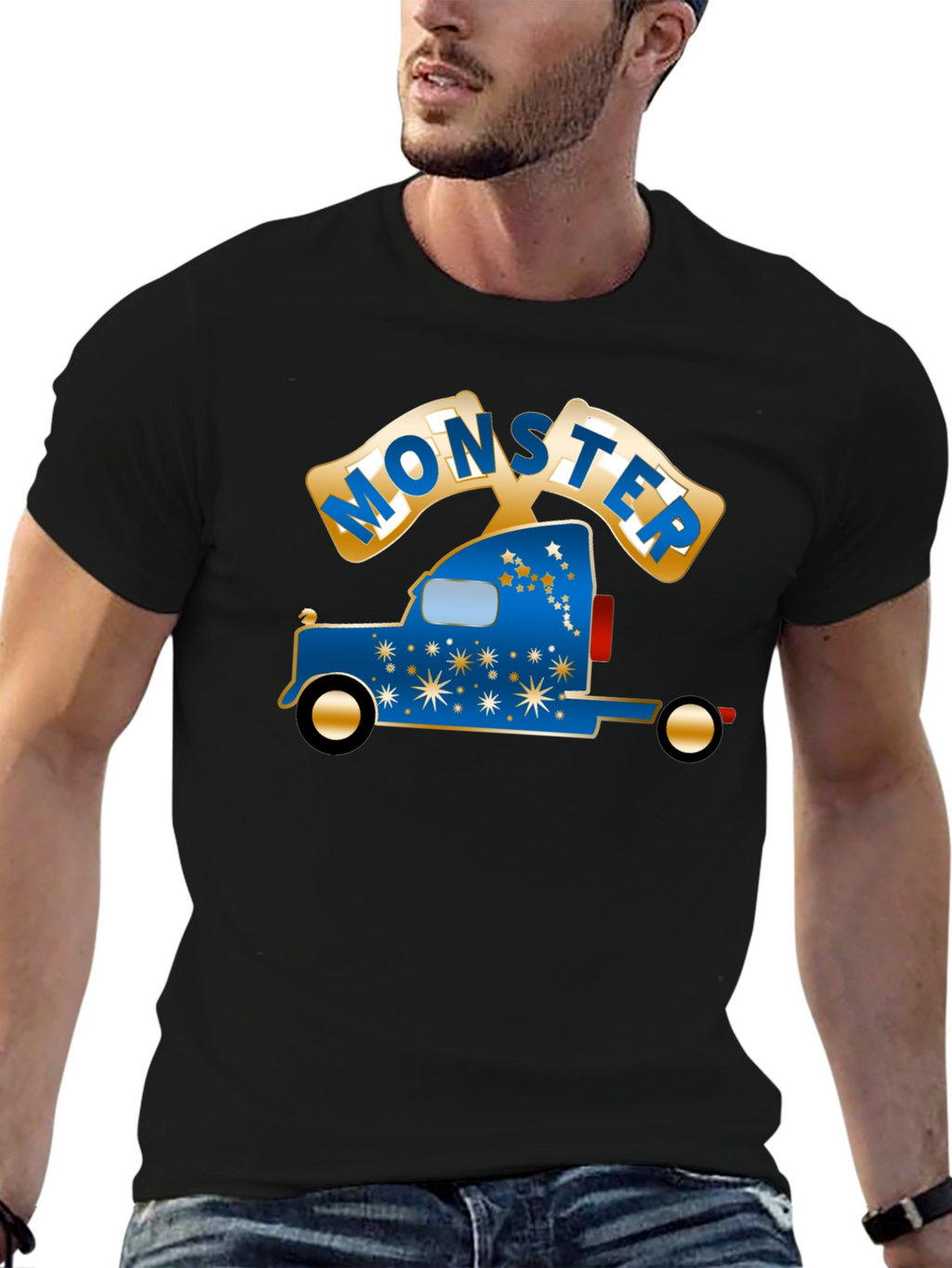 Monster Truck Graphic Tee - Cool Black Cotton T-Shirt