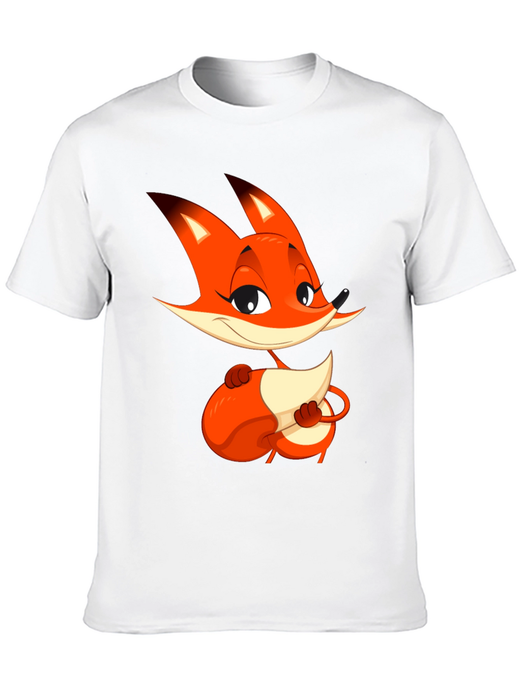 Cute Fox Graphic Tee - Black Cotton Casual T-Shirt