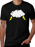 Storm Cloud Graphic Tee - Black Cotton T-Shirt