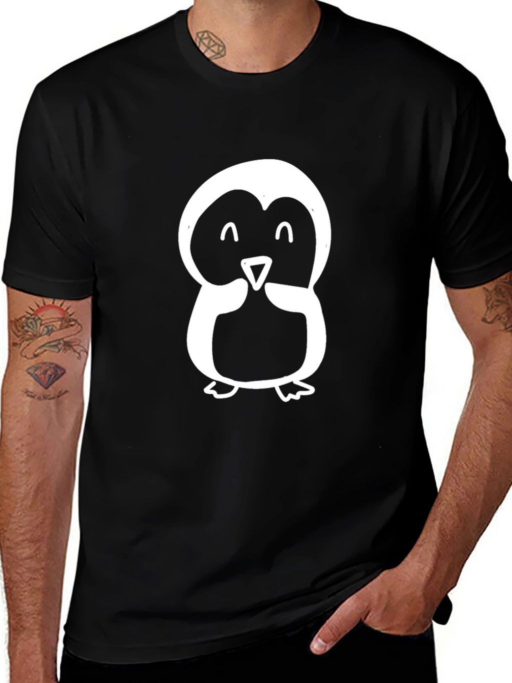 Penguin Graphic Tee - Unisex Black T-Shirt