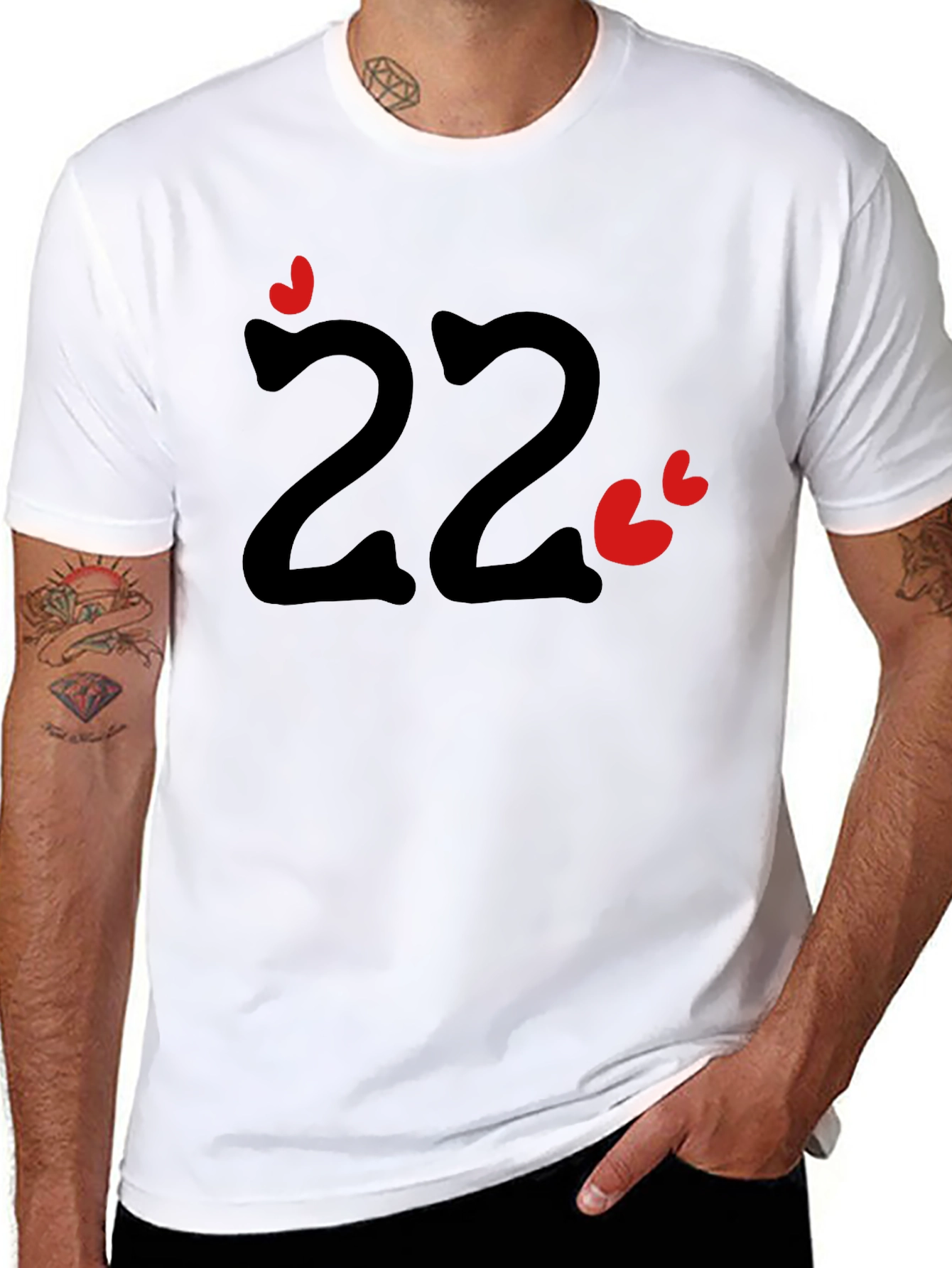 Fun Number 22 T-Shirt with Hearts