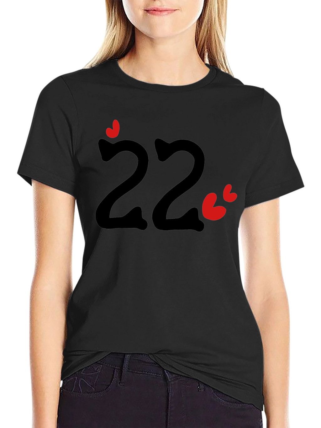 Fun Number 22 T-Shirt with Hearts