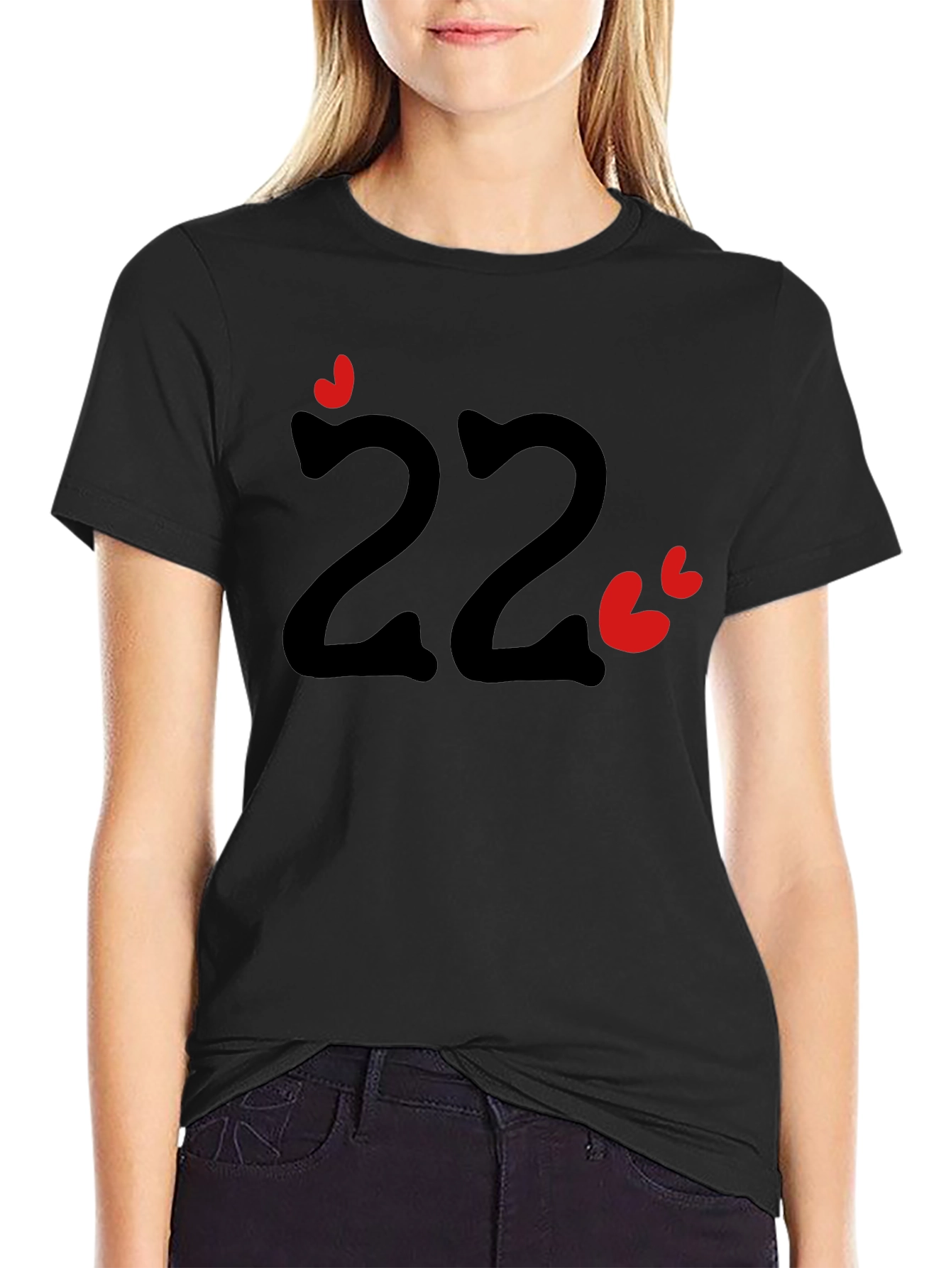 Fun Number 22 T-Shirt with Hearts