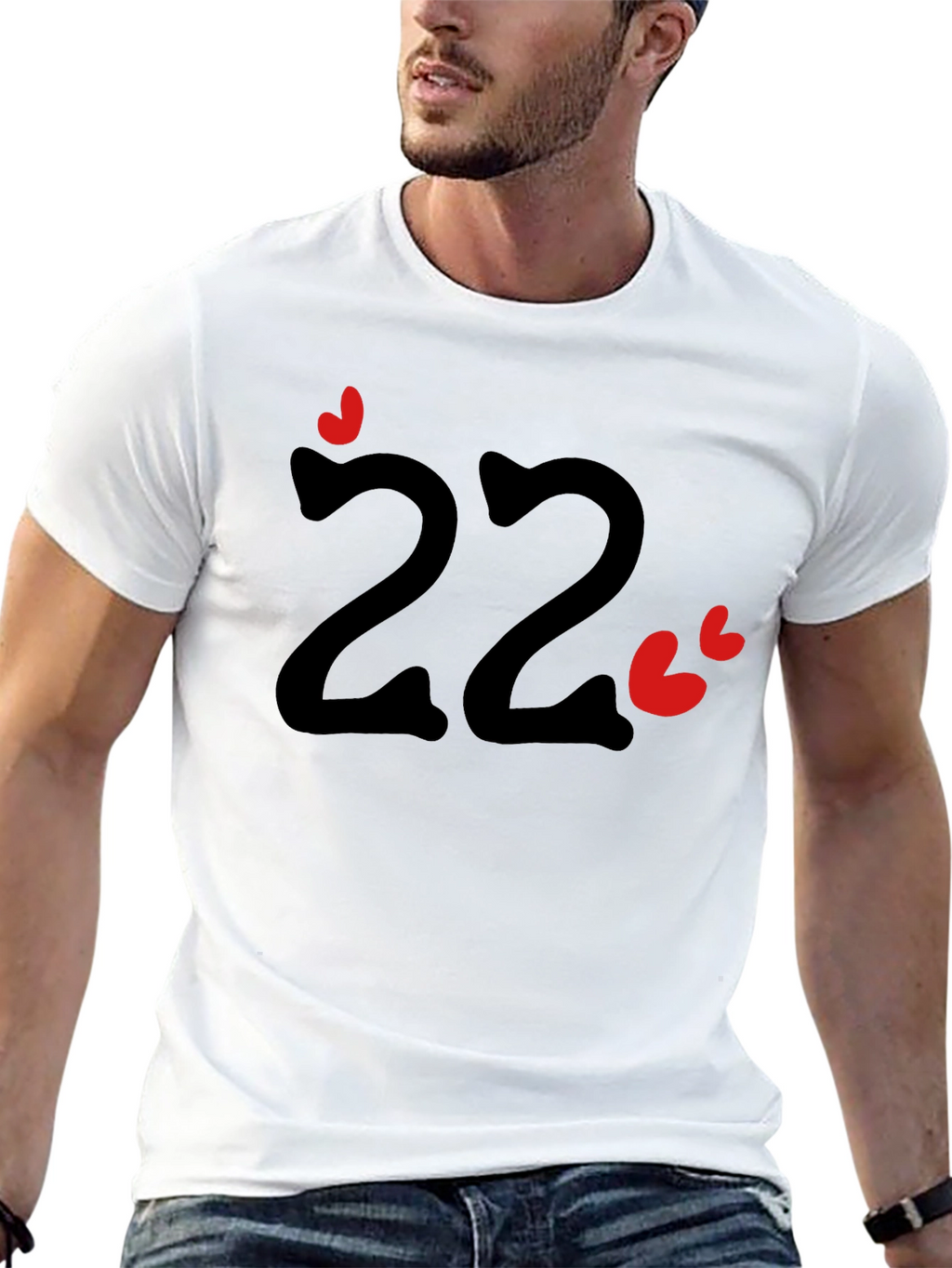Fun Number 22 T-Shirt with Hearts