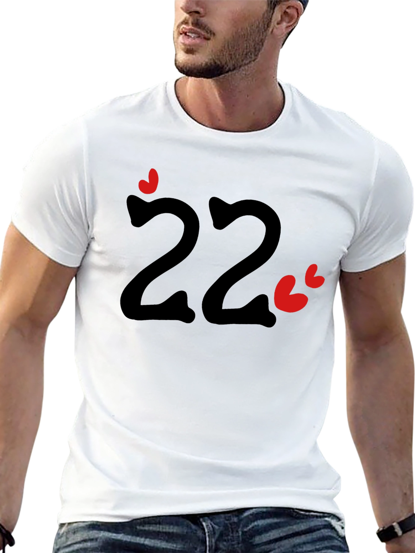 Fun Number 22 T-Shirt with Hearts