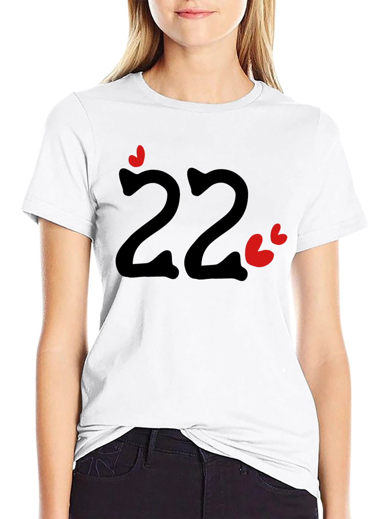 Fun Number 22 T-Shirt with Hearts