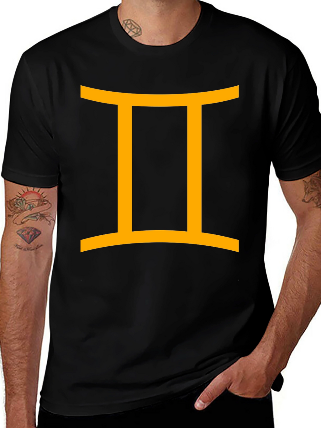 Gemini Zodiac Sign Black T-Shirt