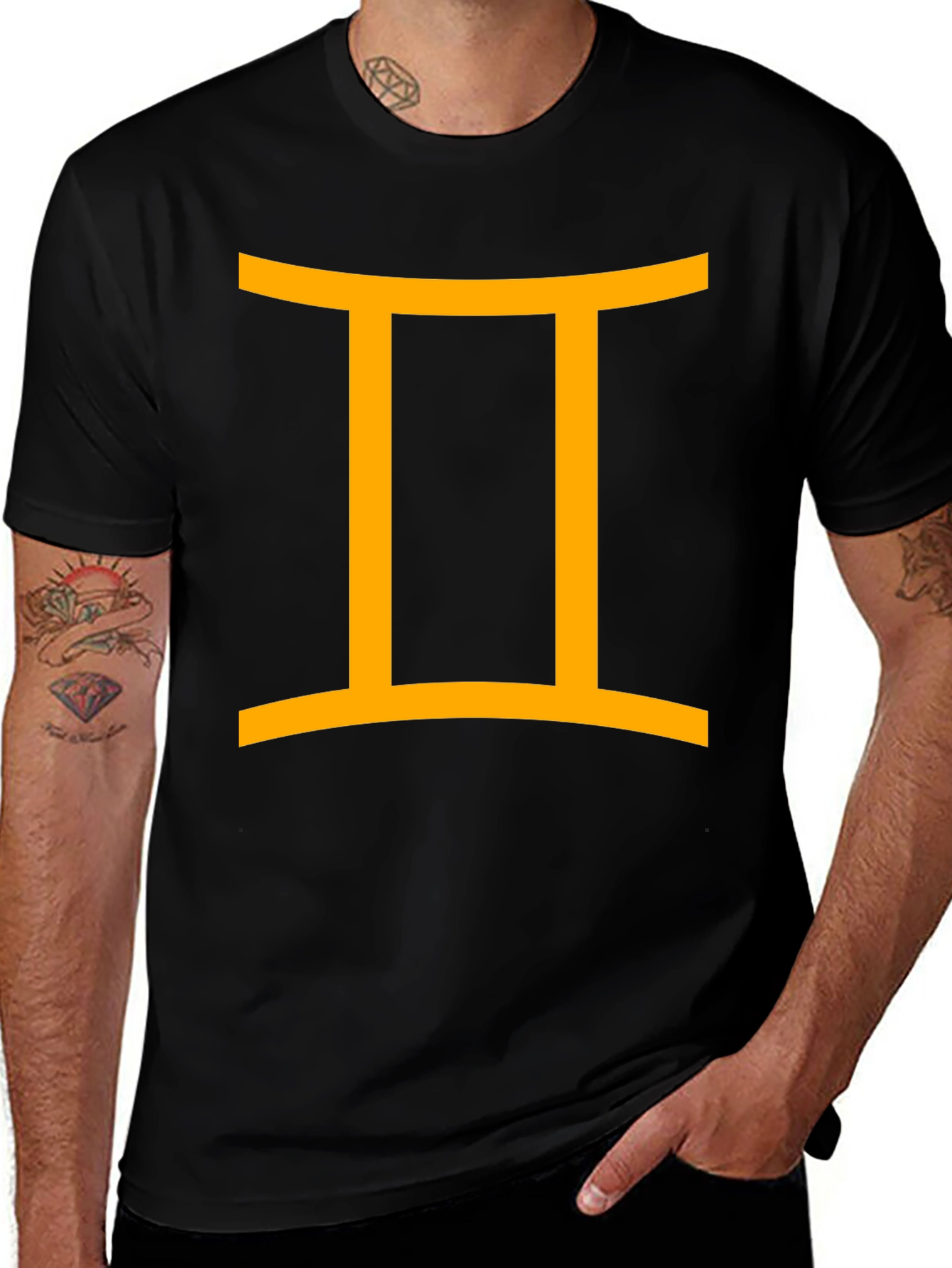 Gemini Zodiac Sign Black T-Shirt