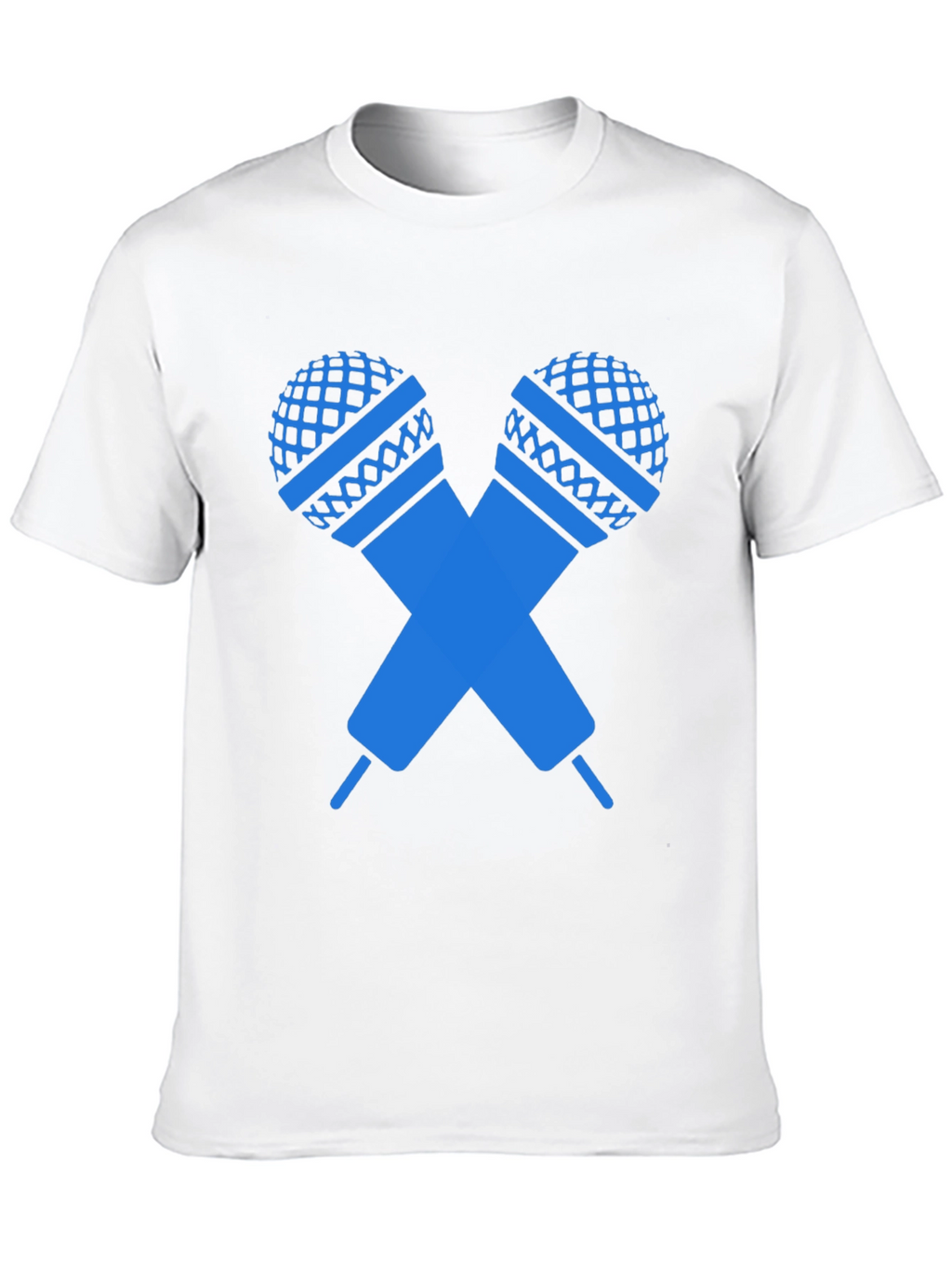 Black T-Shirt with Crossed Microphones Graphic