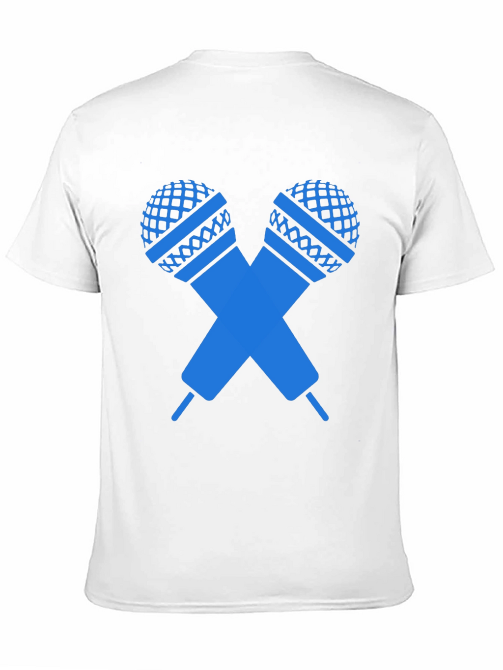 Black T-Shirt with Crossed Microphones Graphic