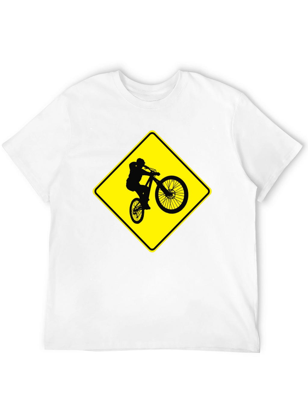 Mountain Biker Crossing Sign Black T-Shirt