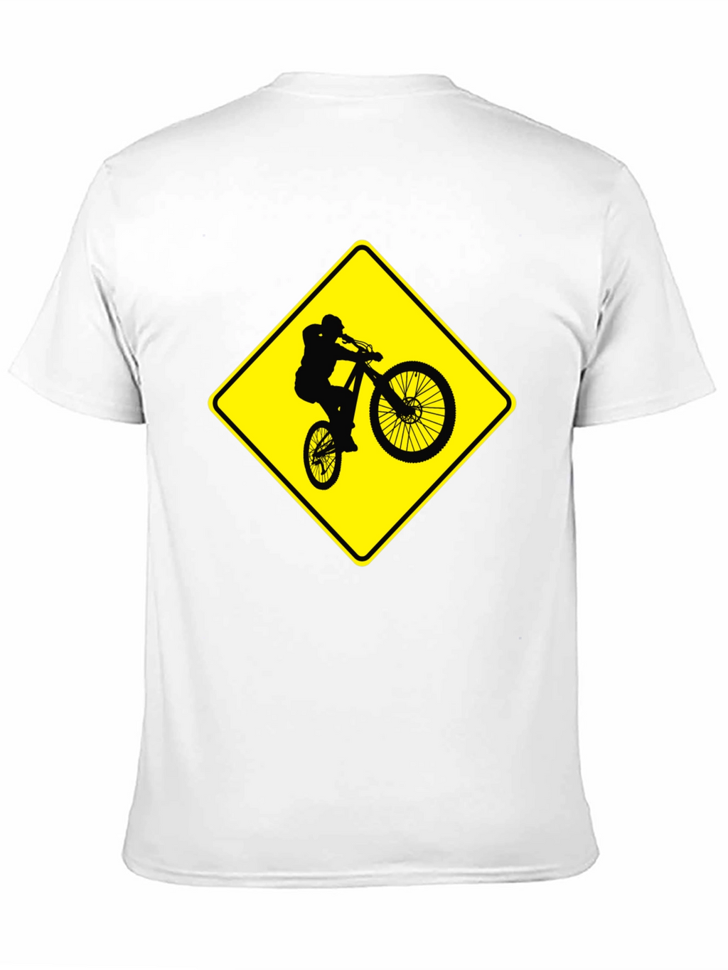 Mountain Biker Crossing Sign Black T-Shirt