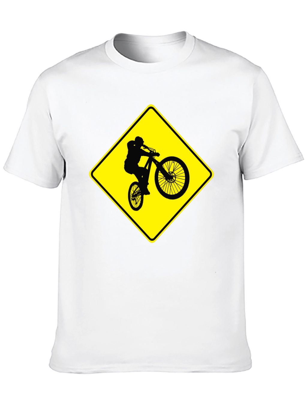 Mountain Biker Crossing Sign Black T-Shirt