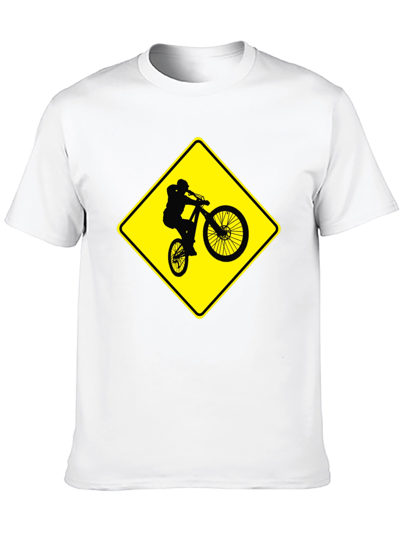 Mountain Biker Crossing Sign Black T-Shirt