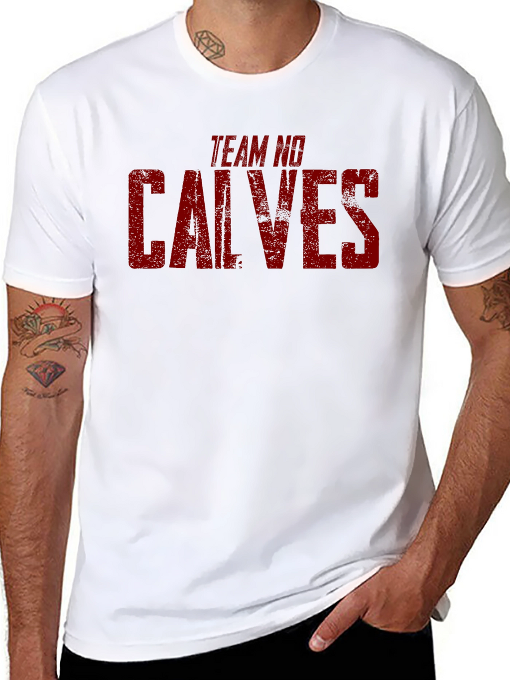 Team No Calves Graphic T-Shirt - Bodybuilding Humor