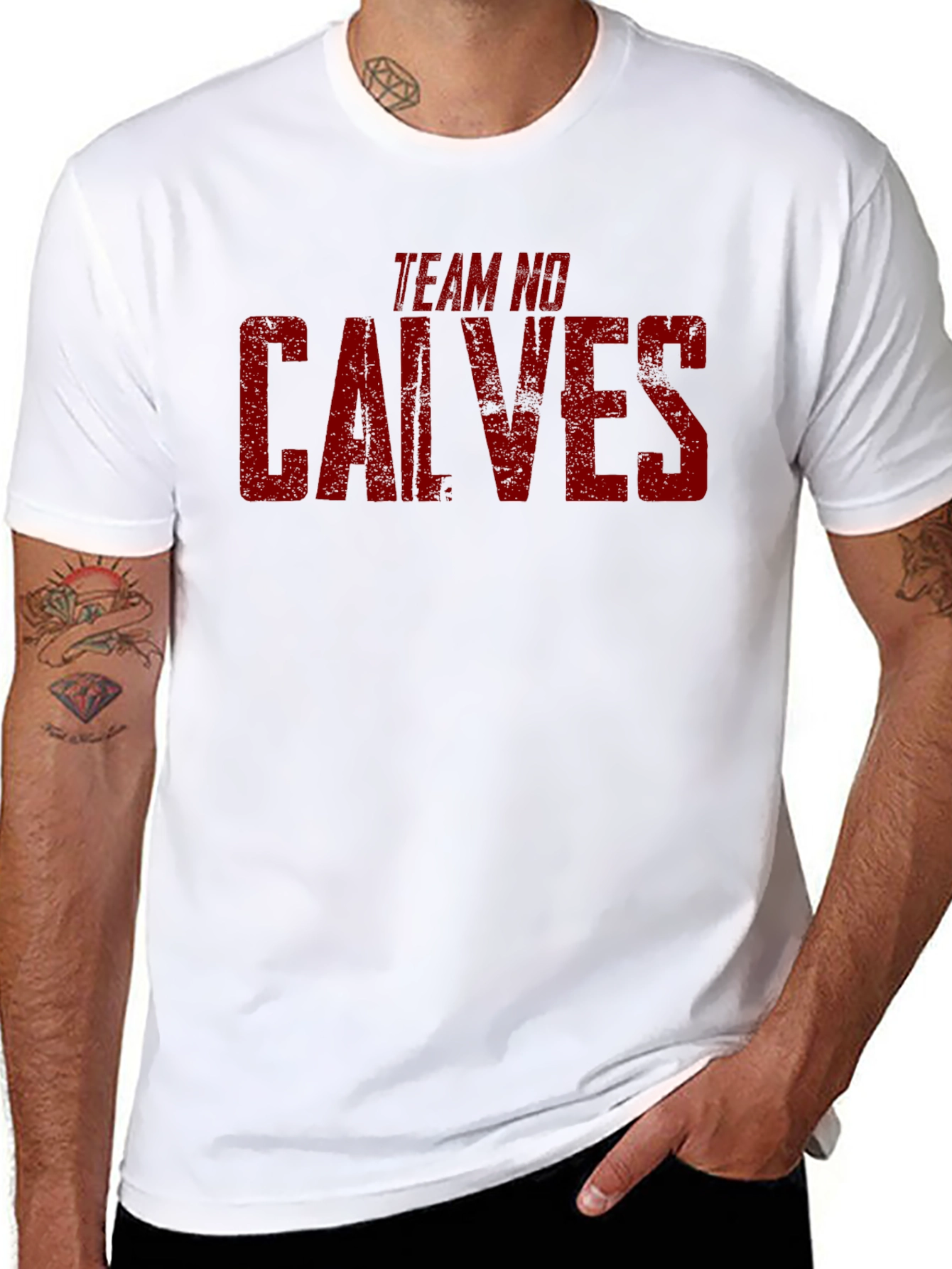 Team No Calves Graphic T-Shirt - Bodybuilding Humor