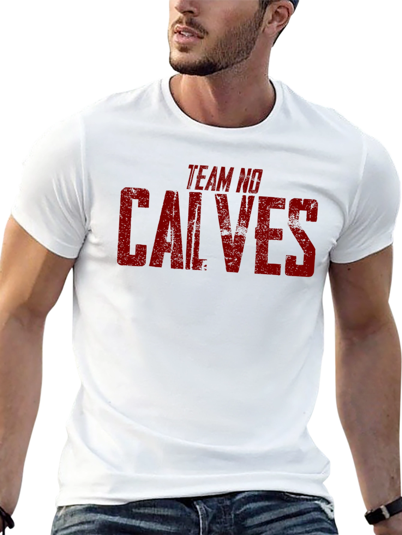 Team No Calves Graphic T-Shirt - Bodybuilding Humor